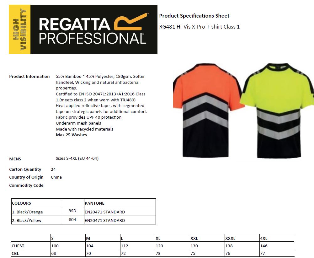 Hi-Vis X-Pro T-shirt (Class 1)