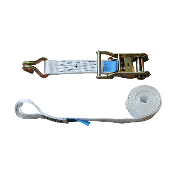 2000KG 35mm White ratchet strap with claw hook & loop end