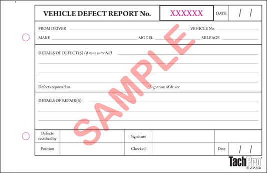 Vehicle Defect Report Book