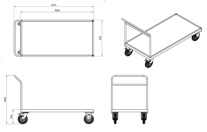Heavy Duty Flatbed Trolley – 750kg Load Capacity