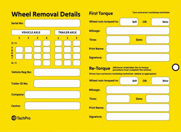Wheel Nut Torque Tag Label (10 Pack)