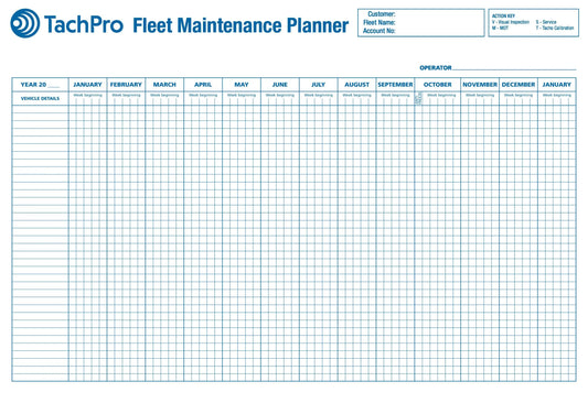 A1 Vehicle Maintenance & Record Wall Chart Planner